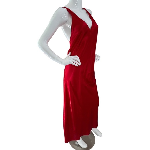 Frederick's of Hollywood Red Maxi Slip Dress Nightgown Spaghetti Strap - Small - Picture 9 of 13